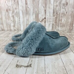 UGG Coquette Slate Blue Suede Sheepskin Fur Slipper 5125 Womens 10